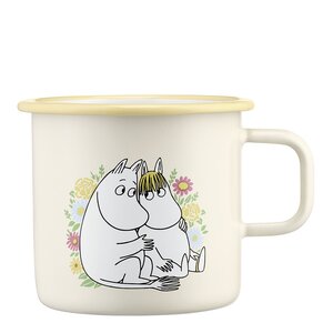 Muurla Mumin emaljmugg 55 cl blommor vit