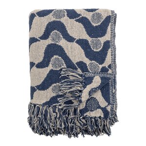 Creative Collection Santena pläd 160x130 cm blå/natur
