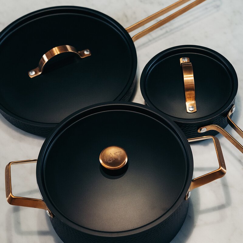 Vargen & Thor Arvet.1 grytset 3 delar Modell X3, Viggo, Mio svart/mässing