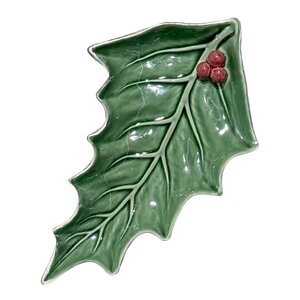 Bordallo Pinheiro Holly fat 27,5 cm mistel blad grön