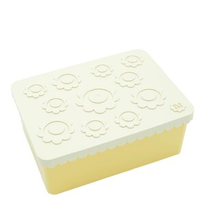 Blafre Blomma matlåda plast tre fack 14x19 cm beige/ljusgul