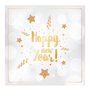 Ambiente Servett 33x33 cm 20-pack Happy New Year guld/vit