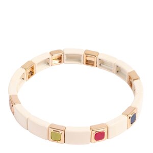 A&C Oslo Enamel Tiles Stone Line armband vit/guld