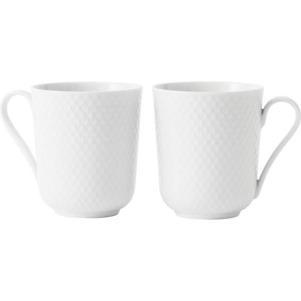 Rhombe Mugg Med Handtag 33cl 2-Pack Vit
