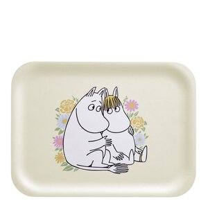 Muurla Mumin bricka 27x20 cm blommor beige