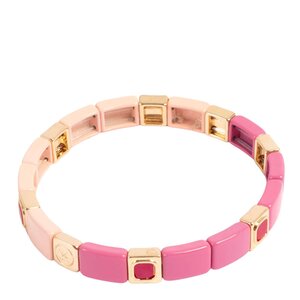 A&C Oslo Enamel Tiles Stone Line armband rosa/guld