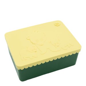 Blafre Björn matlåda plast tre fack 14x19 cm ljusgul/mörkgrön
