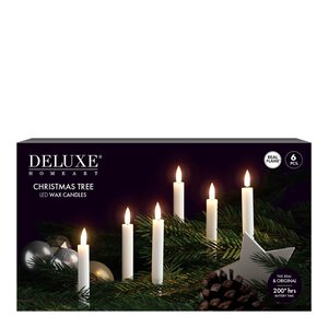 DeluxeHomeart LED julgransljus 1,2 x 13 cm 6-pack vit