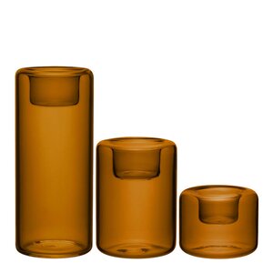 Kosta Boda Happy ljuslyktor 6,8/10,5/15 cm 3-pack bärnsten