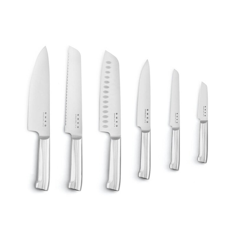 SMEG knivblock med 6 knivar KBSF02 vit