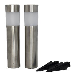 Cozzy Trädgårdsfackla solcell 6x39 cm 2-pack stål