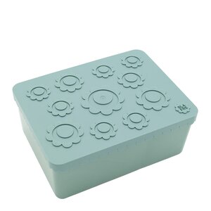 Blafre Blomma matlåda plast tre fack 14x19 cm blågrön