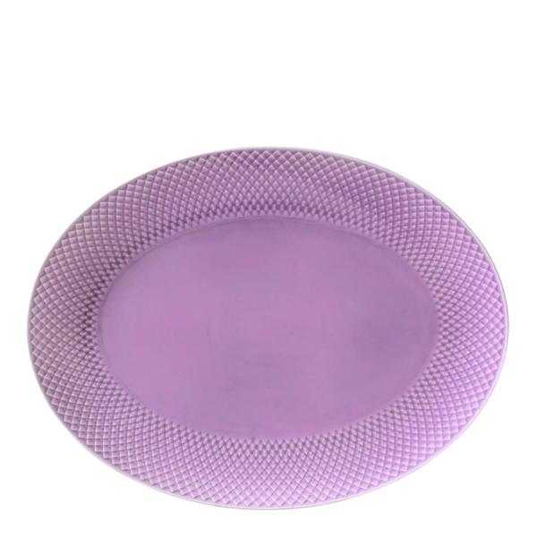 Lyngby Porcelæn – Rhombe Color Serveringsfat Ovalt 35×26.5 cm Ljuslila