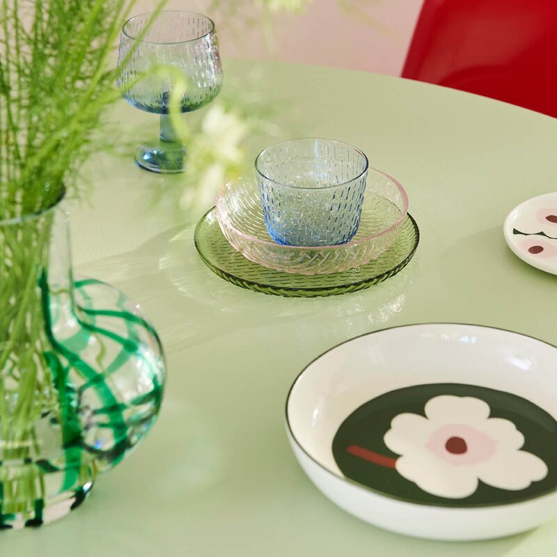 Marimekko Unikko tallrik djup 20,5 cm vit/mörkgrön/rosa