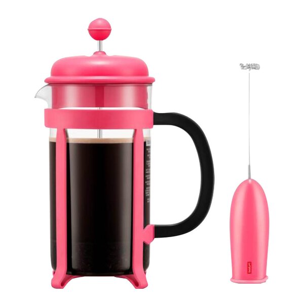 Bodum Java set kaffepress & mjölkskummare rosa