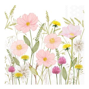 Ambiente Servett 33x33 cm 20-pack Pastel Flowers White