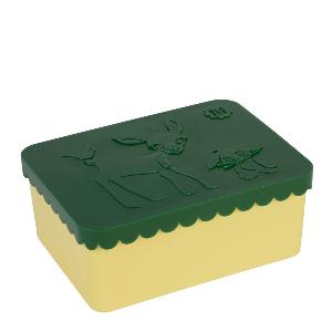 Blafre Rådjur matlåda plast ett fack 11x14 cm mörkgrön/ljusgul