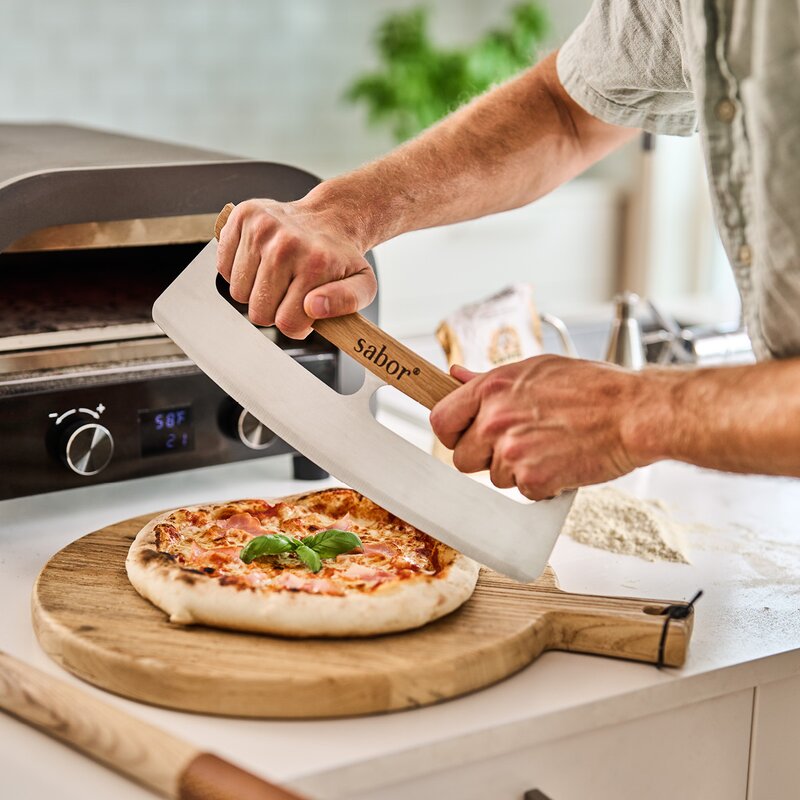 Sabor Napo pizzaskärare 35 cm ek/borstad stål