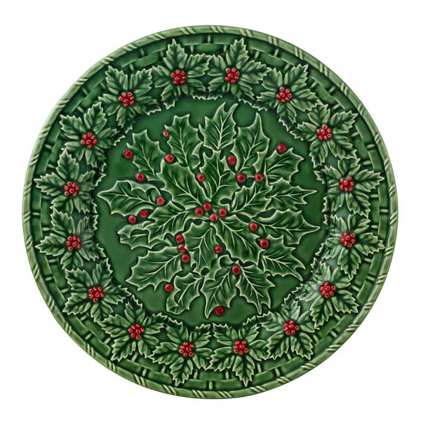Bordallo Pinheiro Holly serveringsfat 34 cm mistel grön