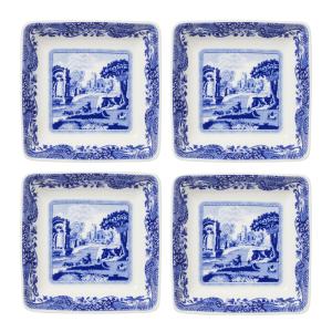 Spode Blue Italian assiett fyrkantig 7,5 cm 4-pack blå/vit
