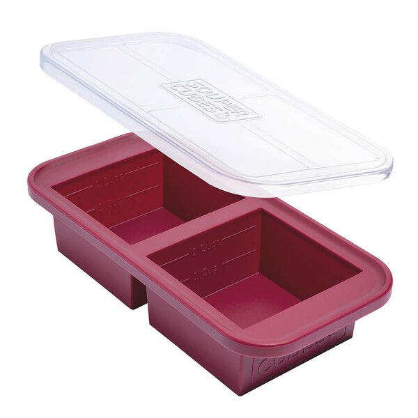 Souper Cubes Matförvaring med silikonlock 2-cup 2×500 ml cranberry