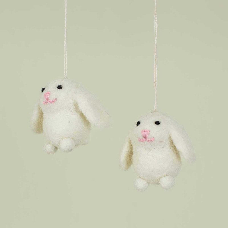 A World of Craft Påskpynt hänge 4x3 cm Kanin mini 2-pack vit