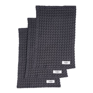 The Organic Company Big Waffle tvättlapp 25x40 cm 3-pack dark grey