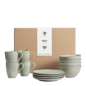 Broste Copenhagen Nordic Marsh servis frukostset 12 delar dusty green
