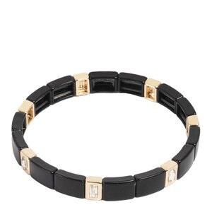 A&C Oslo Enamel Tiles Crystal Line armband emalj svart/guld/kristall