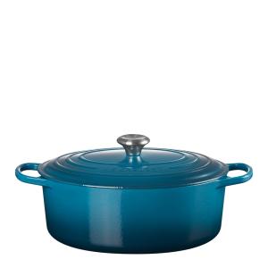 Le Creuset Signature gjutjärnsgryta oval 31 cm 6,3 L deep teal
