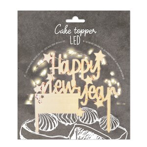 ScrapCooking Cake Topper LED tårtdekoration Happy New Year natur