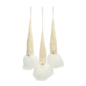 Åsas Tomtebod Grankvist tomte hängande 3-pack vit/vit