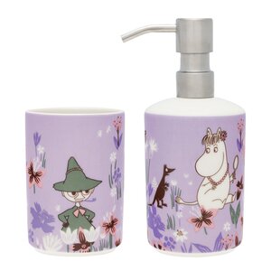 MoominArabia Mumin tvålpump + tandborsthållare blomsterträdgård