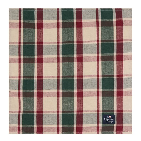 Lexington Servett linne/bomull 50x50 cm rutigt grön/röd/beige