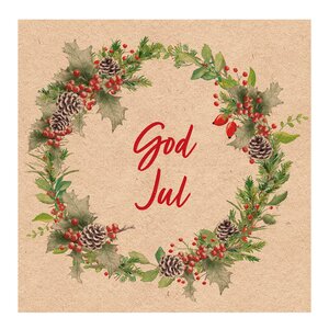 Ambiente Servett 33x33 cm 20-pack God Jul Julkrans natur