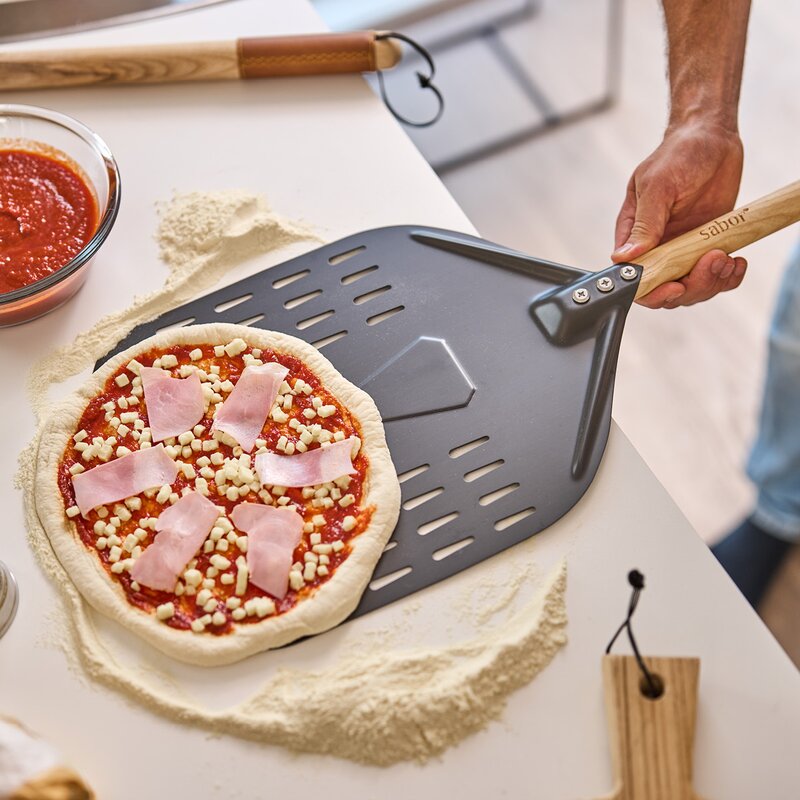 Sabor Napo pizzaspade 70x30 cm gun metal/natur