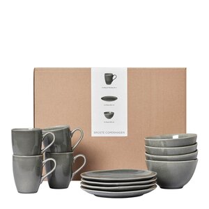 Broste Copenhagen Nordic Rain servis frukostset 12 delar grå