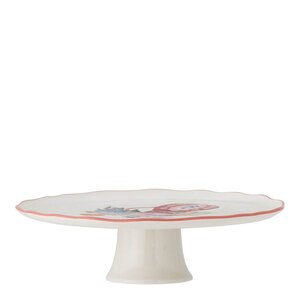 Bloomingville Dorothy tårtfat 28x9 cm broderi rosa