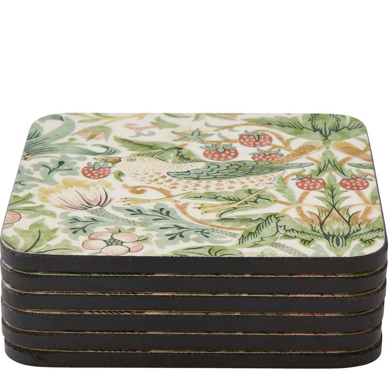 Spode Morris & Co glasunderlägg 6-pack Strawberry Thief green