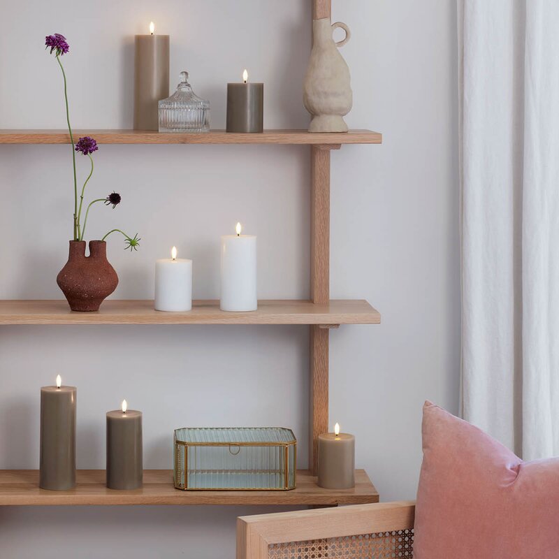 Moods & More Blockljus LED 7,4x15 cm silk white