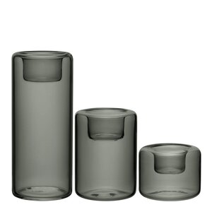 Kosta Boda Happy ljuslyktor 6,8/10,5/15 cm 3-pack antracit