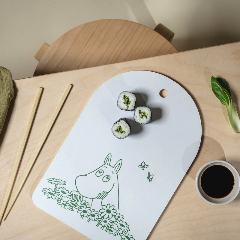 Muurla Mumin skärbräda/serveringsbricka Sommarflört 21x31cm vit