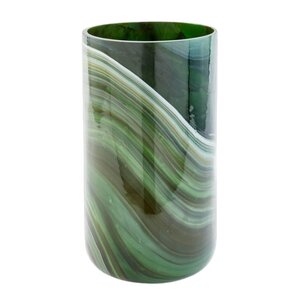 Pols Potten Marbled vas i marmorerat glas L 40,5 cm mörkgrön