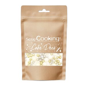 ScrapCooking Strössel små kulor 80 g vit/guld/silver