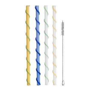 ByOn Straw celebrate sugrör långa 4-pack blå/vit/gul