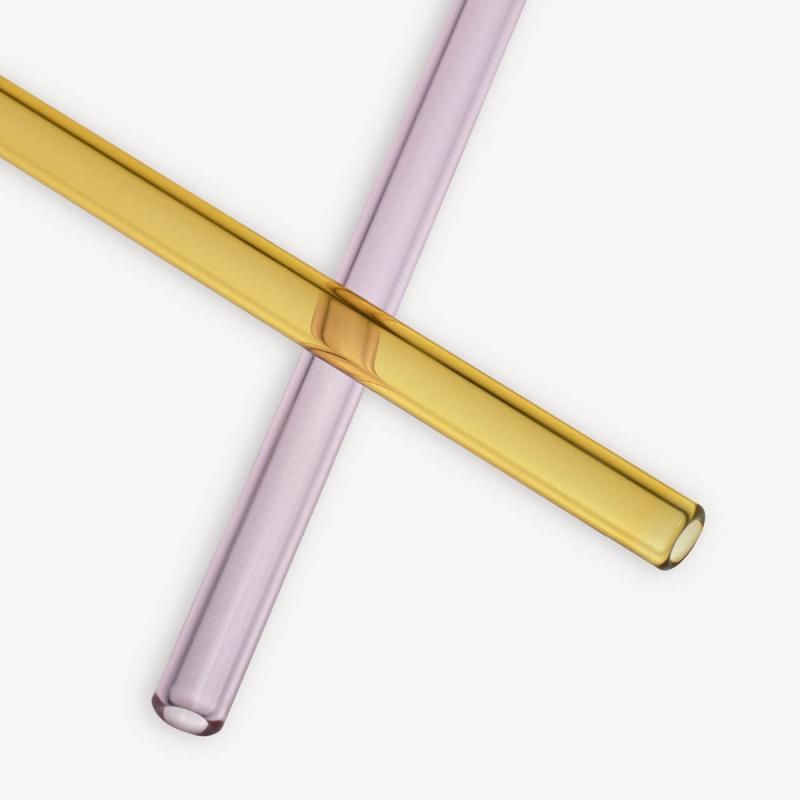 Kosta Boda Contrast Sugrör 20 cm 2-pack Rosa/Gul