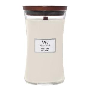 WoodWick Hourglass doftljus stor white teak