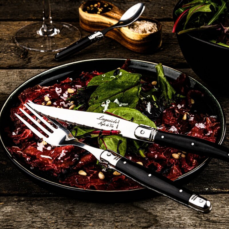 Laguiole Style de Vie Grillbestick gaffel 22 cm 6-pack Svart