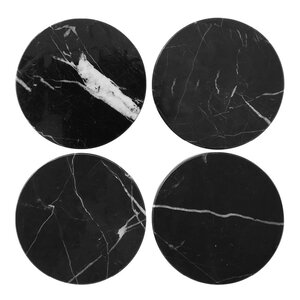 Stiernholm Marmor glasunderlägg rund 10 cm 4-pack svart