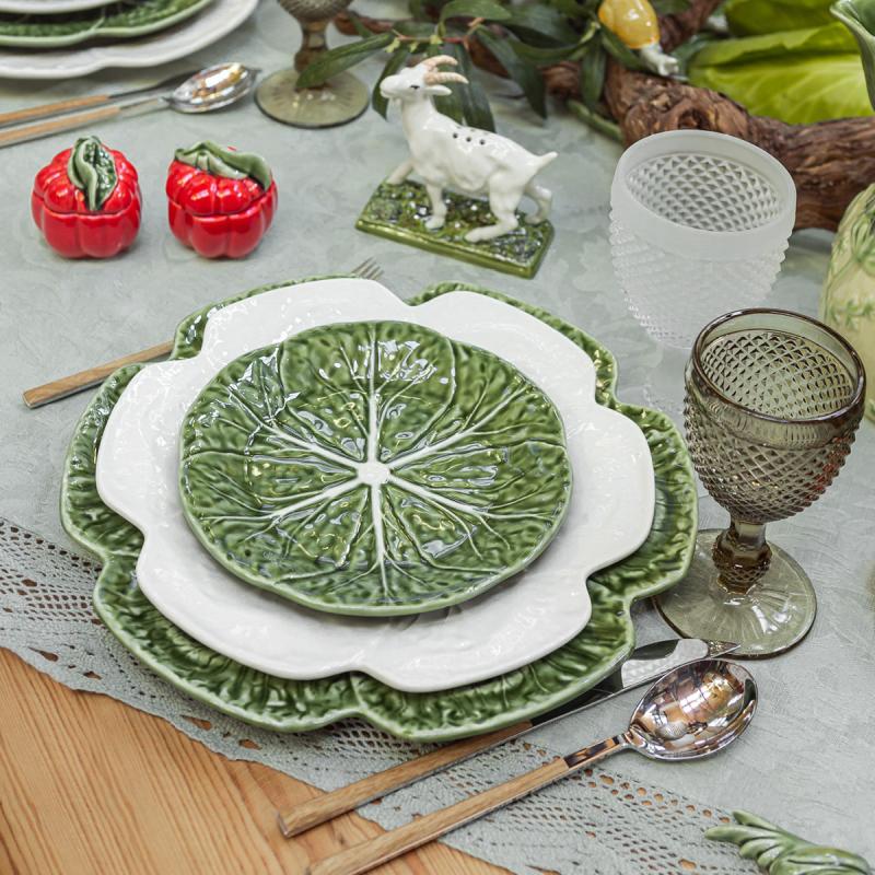 Bordallo Pinheiro Cabbage Tallrik Kålblad 26,5 cm Grön 